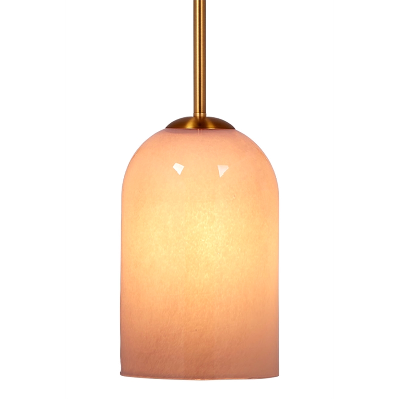 Pemberly Row Holt 1-Light Pendant with Pink Glass Shade and Brass