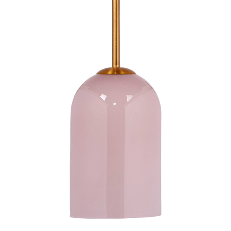 Pemberly Row Holt 1-Light Pendant with Pink Glass Shade and Brass