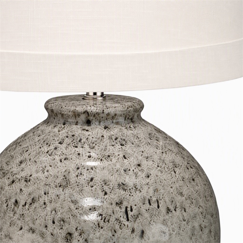 Pemberly Row Transitional Ceramic Table Lamp in Brown with Linen Shade