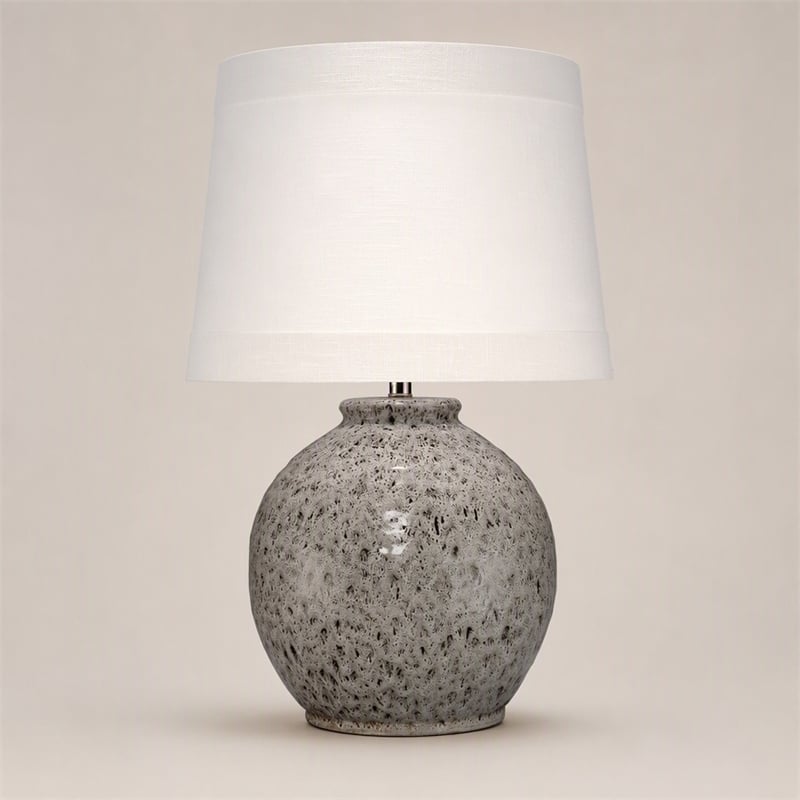 Pemberly Row Transitional Ceramic Table Lamp in Brown with Linen Shade