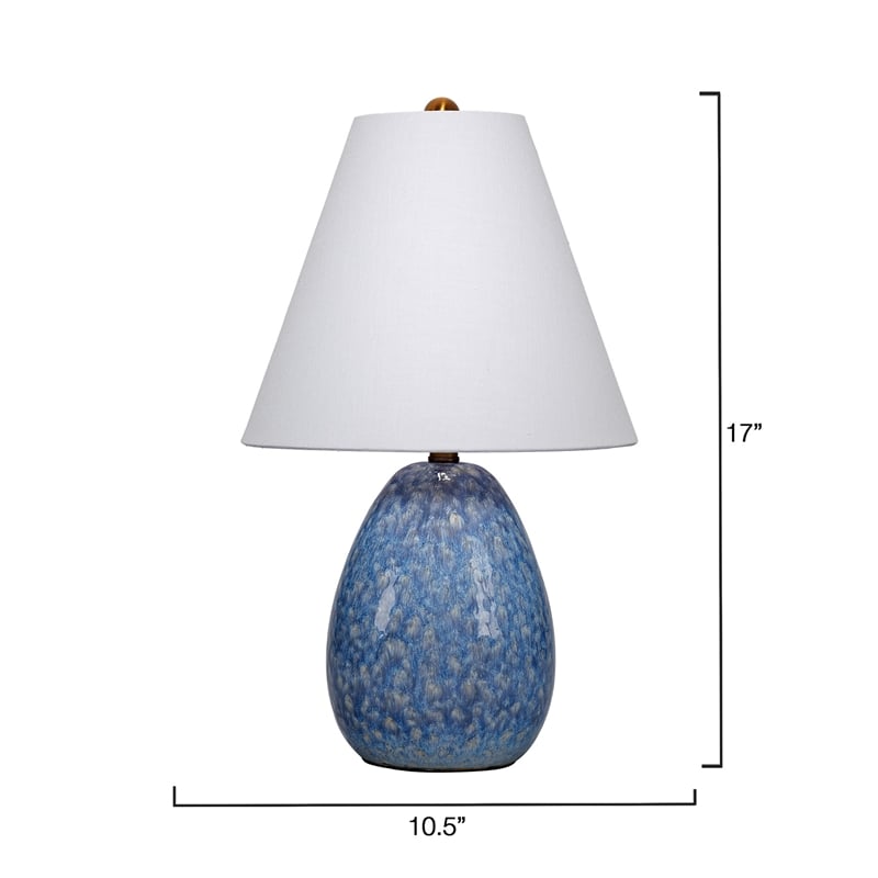Pemberly Row Ceramic Table Lamp with Linen Shade in Blue