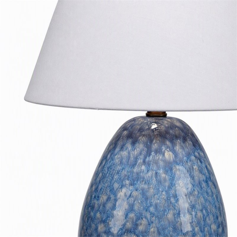 Pemberly Row Ceramic Table Lamp with Linen Shade in Blue