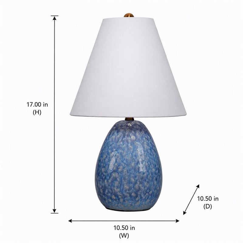 Pemberly Row Ceramic Table Lamp with Linen Shade in Blue