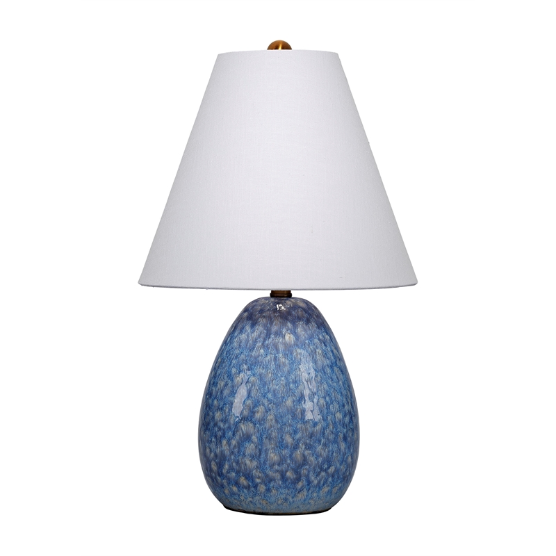 Pemberly Row Ceramic Table Lamp with Linen Shade in Blue