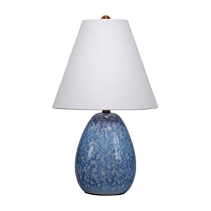 Pemberly Row Ceramic Table Lamp with Linen Shade in Blue