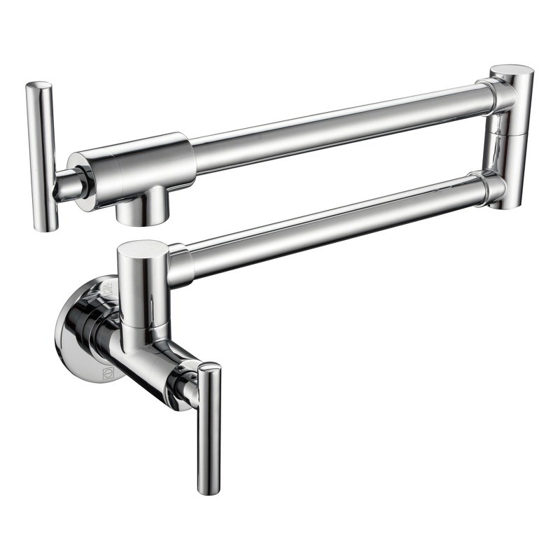 Pemberly Row Brass Wall Mounted Pot Filler Faucet in Chrome