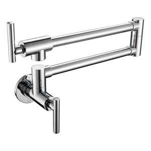 Pemberly Row Brass Wall Mounted Pot Filler Faucet in Chrome
