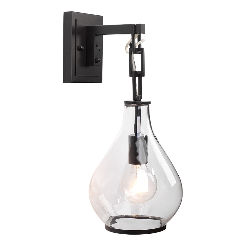 Pemberly Row 1-Light Metal & Glass Drop Wall Sconce in Bronze and Clear