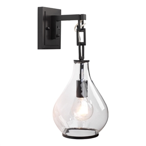 Pemberly Row 1-Light Metal & Glass Drop Wall Sconce in Bronze and Clear