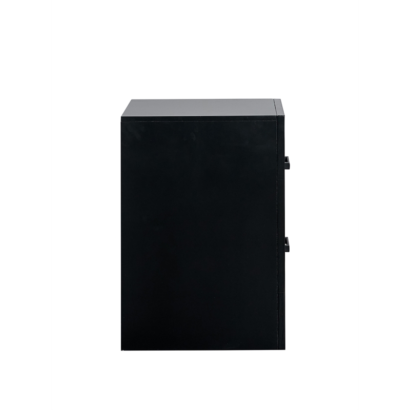 Pemberly Row Nightstand with 2 Drawers Wood Black Finish