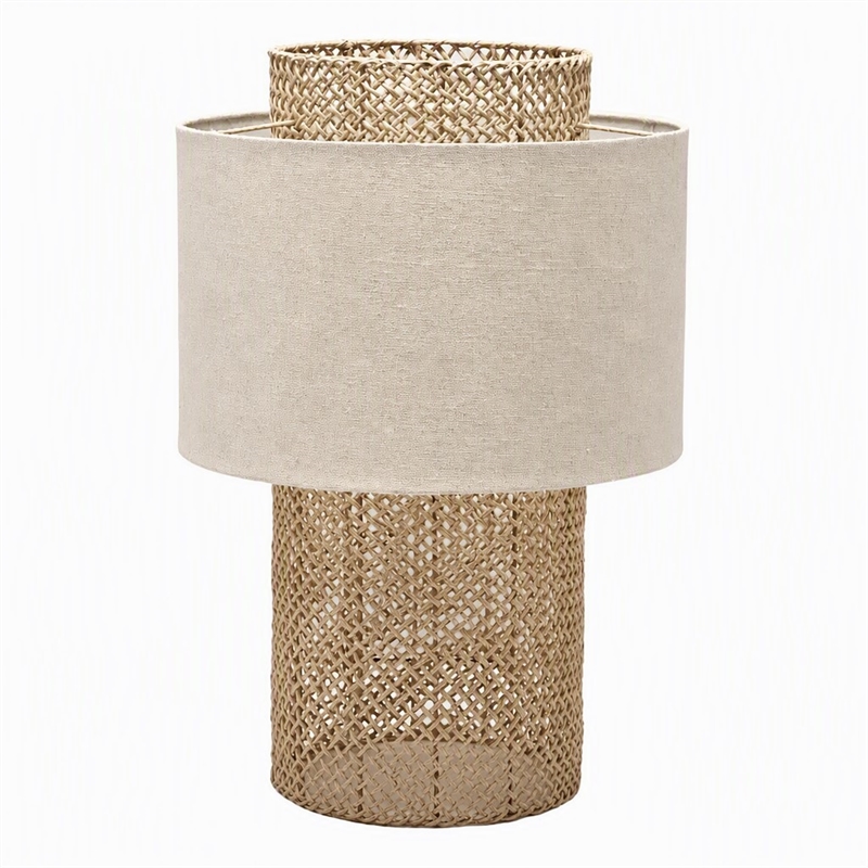 Pemberly Row 25 Inch Table Lamp with Rattan Design and Coastal Elegance