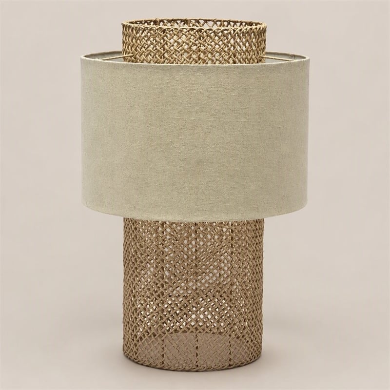 Pemberly Row 25 Inch Table Lamp with Rattan Design and Coastal Elegance