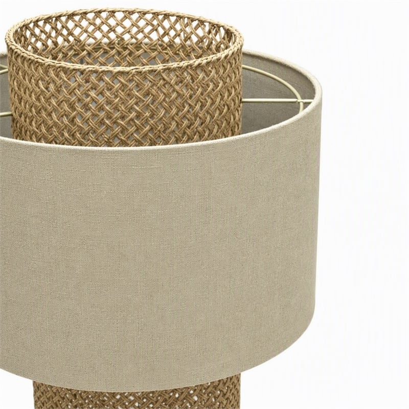 Pemberly Row 25 Inch Table Lamp with Rattan Design and Coastal Elegance