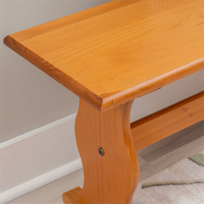 Pemberly Row Pine Wood Dining Bench in Honey Finish