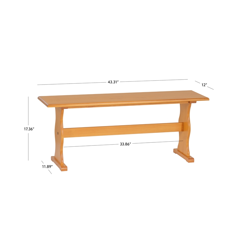 Pemberly Row Pine Wood Dining Bench in Honey Finish