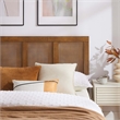 Pemberly Row King Platform Bed with Rattan Headboard in Walnut Finish