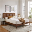 Pemberly Row King Platform Bed with Rattan Headboard in Walnut Finish
