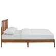 Pemberly Row King Platform Bed with Rattan Headboard in Walnut Finish