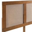 Pemberly Row King Platform Bed with Rattan Headboard in Walnut Finish