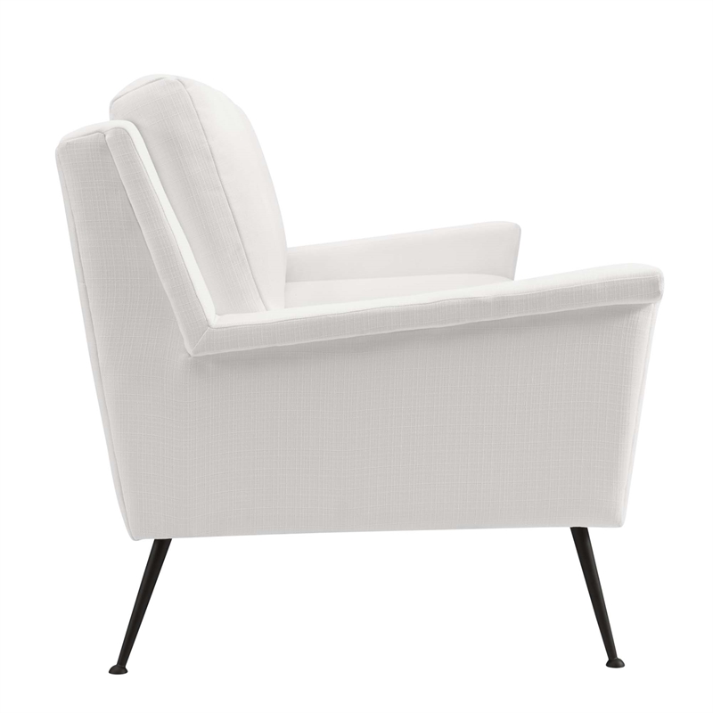 Pemberly Row Upholstered Fabric Sofa in Black White with Metal Legs