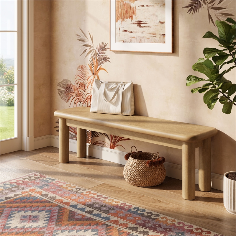Pemberly Row 58 in Backless Oak Bench in Weathered Oak Finish