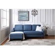 Pemberly Row Chaise Sleeper Sofa in Blue Upholstery with Black Legs