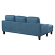 Pemberly Row Chaise Sleeper Sofa in Blue Upholstery with Black Legs