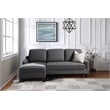 Pemberly Row Chaise Sleeper Sofa in Gray Upholstery with Black Legs