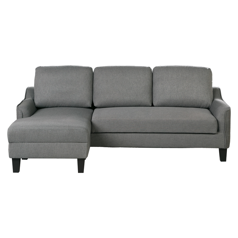 Pemberly Row Chaise Sleeper Sofa in Gray Upholstery with Black Legs