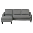 Pemberly Row Chaise Sleeper Sofa in Gray Upholstery with Black Legs