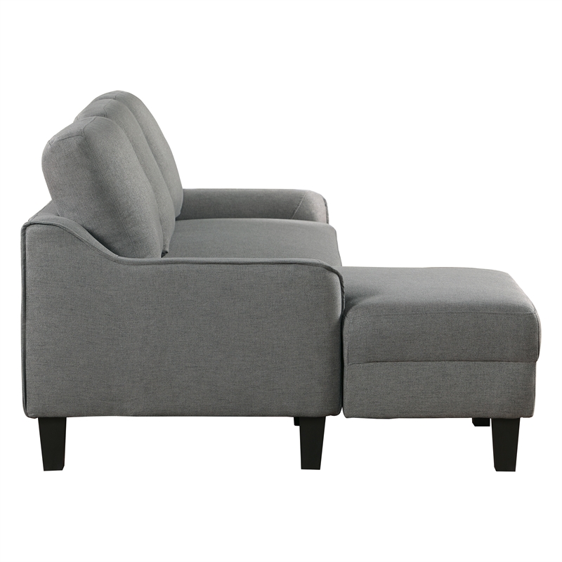 Pemberly Row Chaise Sleeper Sofa in Gray Upholstery with Black Legs