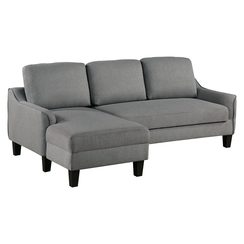 Pemberly Row Chaise Sleeper Sofa in Gray Upholstery with Black Legs