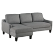 Pemberly Row Chaise Sleeper Sofa in Gray Upholstery with Black Legs