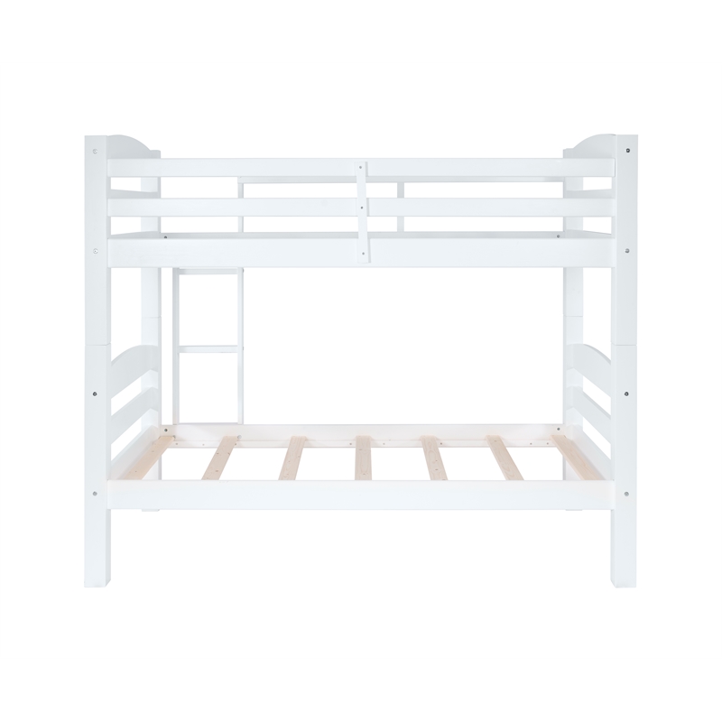 Pemberly Row Twin Over Twin Wood Bunk Bed in White Finish