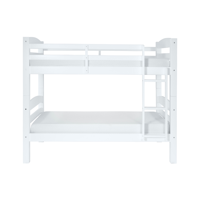 Pemberly Row Twin Over Twin Wood Bunk Bed in White Finish