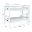 Pemberly Row Twin Over Twin Wood Bunk Bed in White Finish