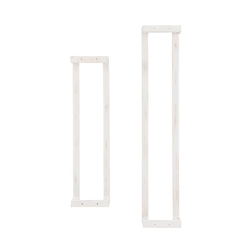 Pemberly Row Mango Wood Towel Rack Set in Rustic White Finish