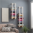 Pemberly Row Mango Wood Towel Rack Set in Rustic White Finish