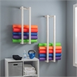 Pemberly Row Mango Wood Towel Rack Set in Rustic White Finish