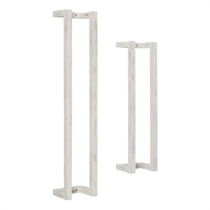 Pemberly Row Mango Wood Towel Rack Set in Rustic White Finish