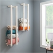 Pemberly Row Mango Wood Towel Rack Set in Rustic White Finish
