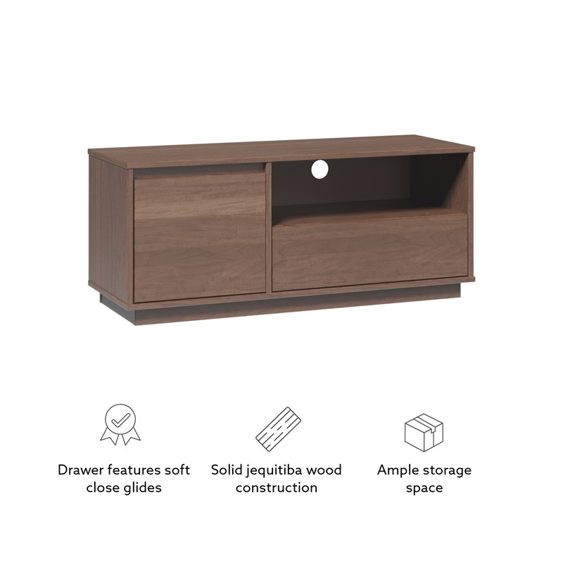 Pemberly Row Midcentury Mahogany Media Console in Warm Walnut Finish