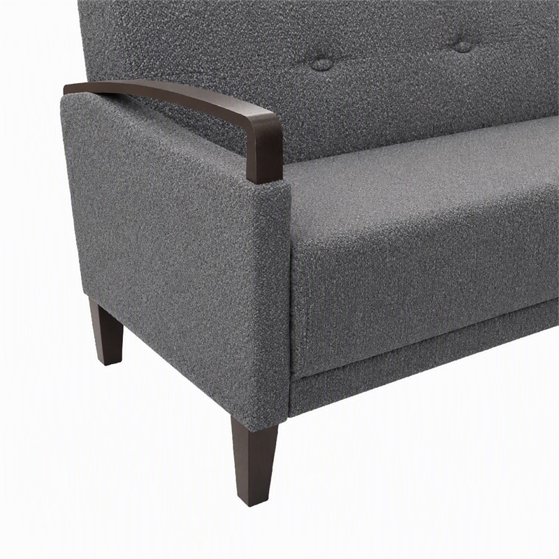 Pemberly Row Charcoal Sofa with Espresso Wood Accents