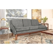Pemberly Row Mid-Century Sofa in Charcoal Fabric with Coffee Finish Legs