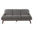 Pemberly Row Mid-Century Sofa in Charcoal Fabric with Coffee Finish Legs