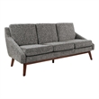 Pemberly Row Mid-Century Sofa in Charcoal Fabric with Coffee Finish Legs