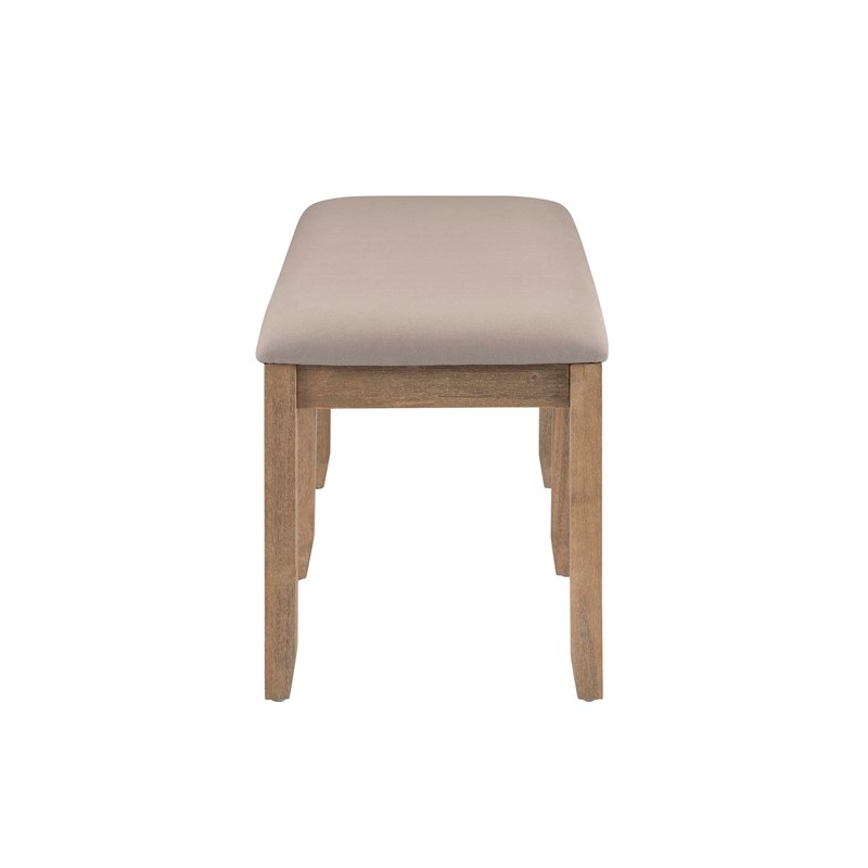 Pemberly Row Backless Acacia Bench with Upholstered Seat in Washed Gray