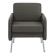 Pemberly Row Lounge Chair in Smoke Faux Leather with Chrome Legs