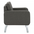Pemberly Row Lounge Chair in Smoke Faux Leather with Chrome Legs