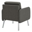 Pemberly Row Lounge Chair in Smoke Faux Leather with Chrome Legs